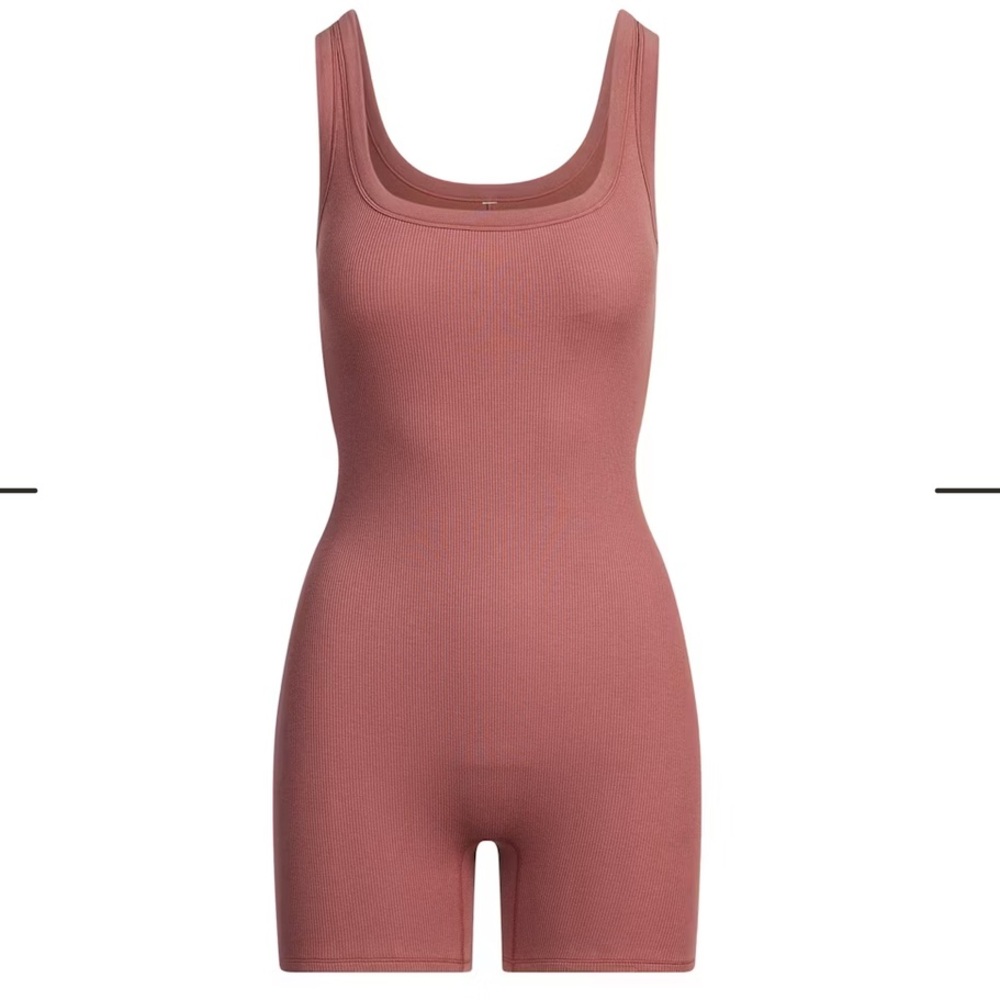 SKIMS NWT Cotton Rib Onesie Color Redwood Sz Small